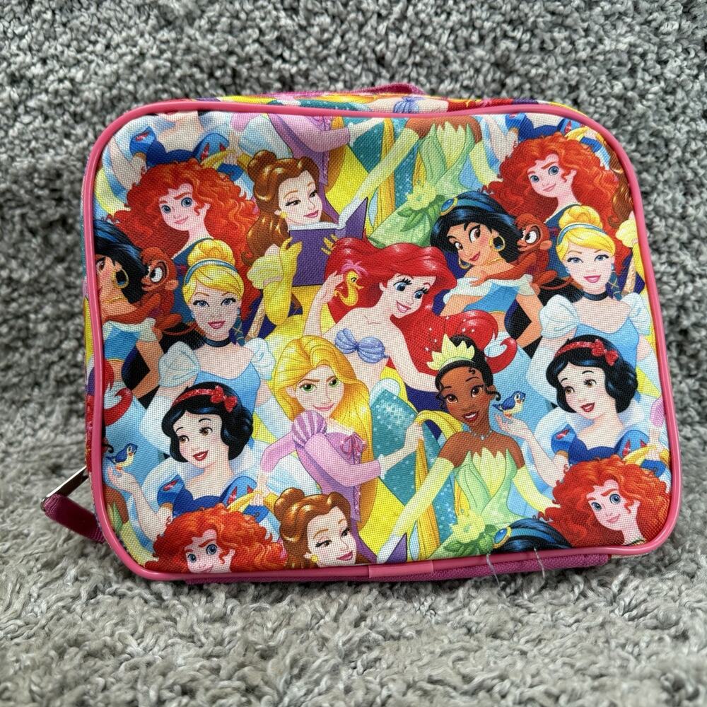 Disney Girl's Princess Lunch Bag with Handle Multicolor Small Pouch Zipper
